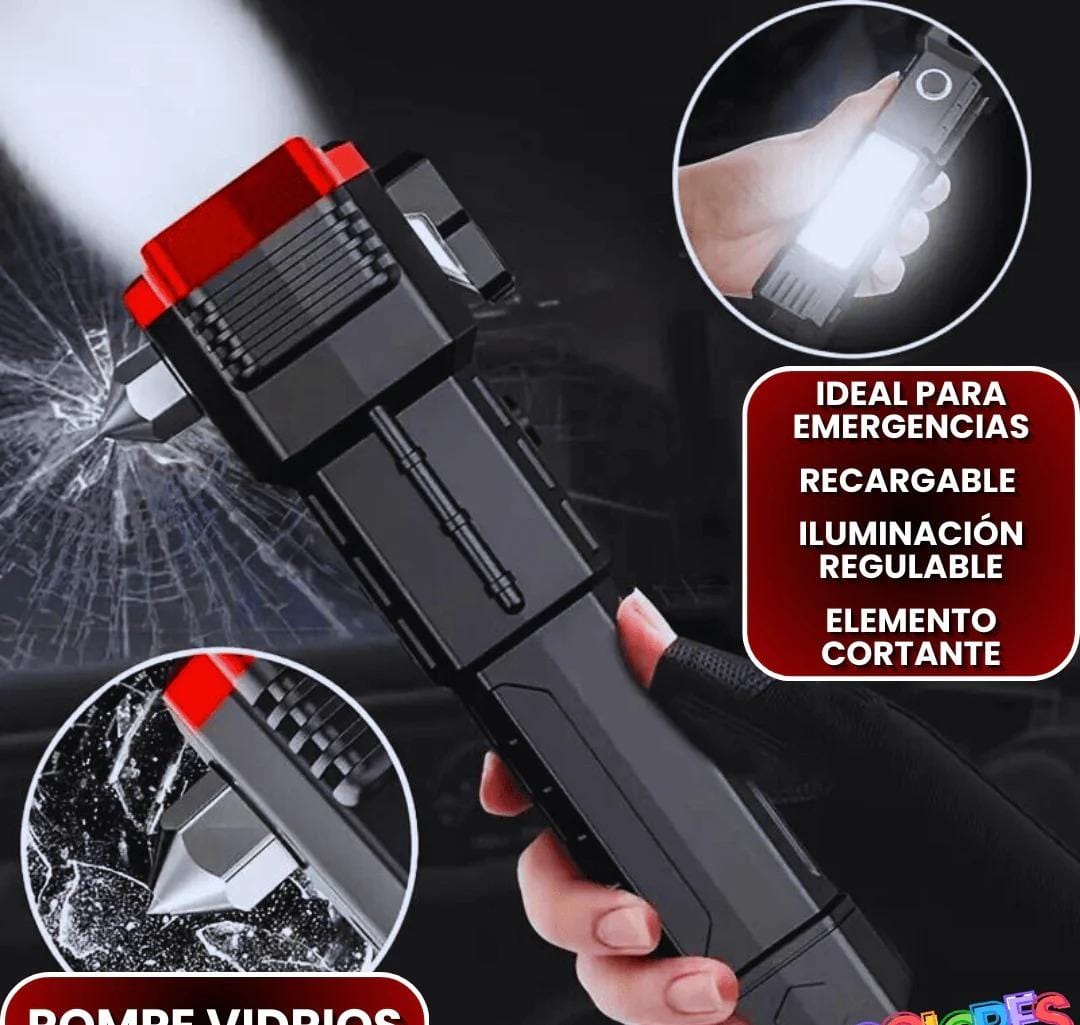 Linterna Táctica Multiuso 4 en 1 - Recargable y de Emergencia