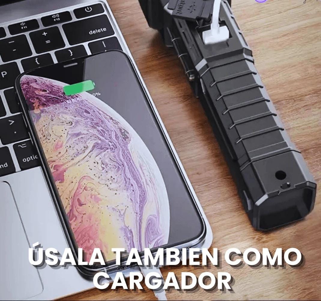 Linterna Táctica Multiuso 4 en 1 - Recargable y de Emergencia